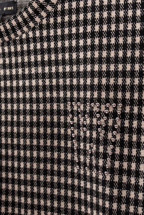 GIRLS' BLACK AND BEIGE HOUNDSTOOTH MOTIF SWEATSHIRT BLACK 6