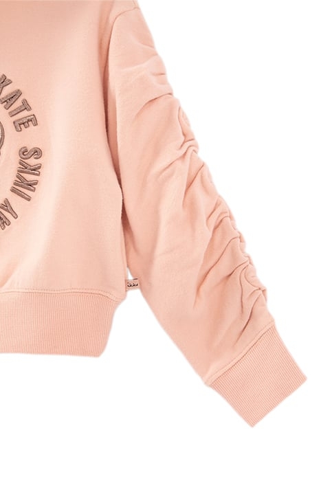 GIRLS’ KHAKI HOODIE WITH GATHERED CUFFS PINK 4