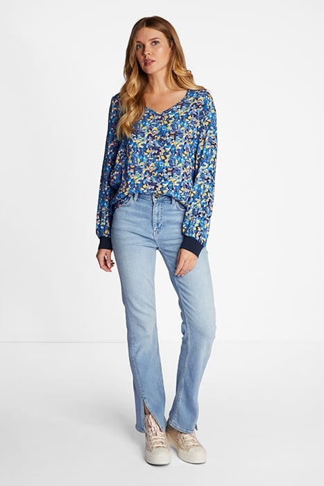 PRINTED V-NECK BLOUSE GRS MIDNIGHT BLUE 2