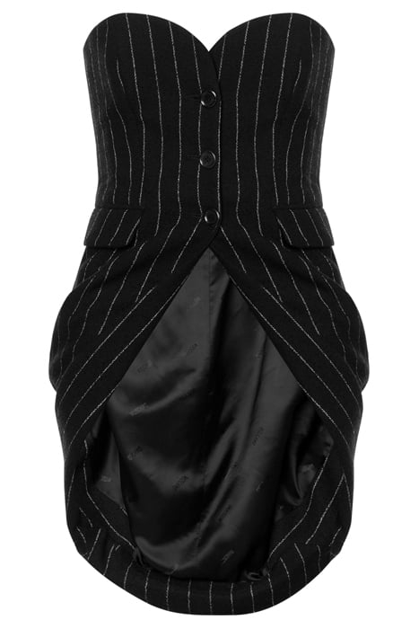 STRETCH PINSTRIPE BUSTIER TOP BLACK 3
