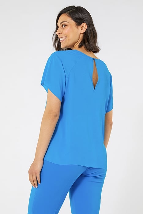 SHORT BLOUSE WITH RIBBING ON THE NECKLINE BLUE 2
