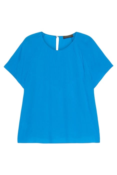 SHORT BLOUSE WITH RIBBING ON THE NECKLINE BLUE 4