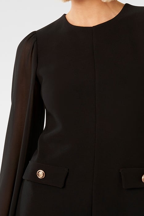 JESSIE SHEER SLEEVE MINI DRESS BLACK 6