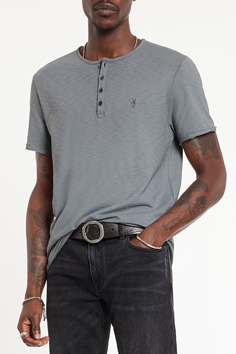 QUINCY SS SLUB HENLEY WITH PEACE SIGN EM MED GREY 1