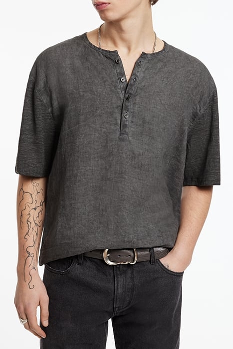 DYER REGULAR FIT SS HENLEY WITH WOVEN PA IRON GREY 1