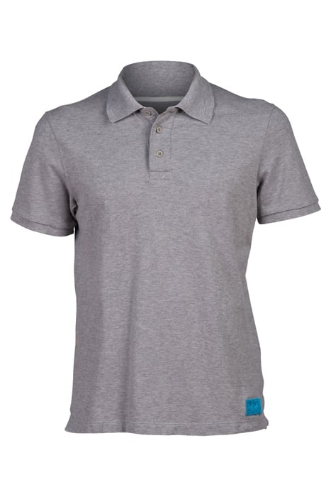 MEN'S POLOSHIRT SOLID COTTON PIQUET MEDIUM GREY HEATHER-WHIT 4