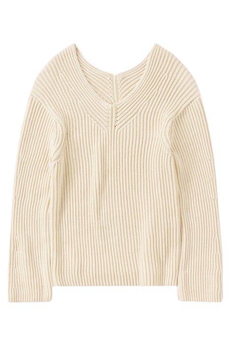 V NECK LONG SLEEVE IVORY 4