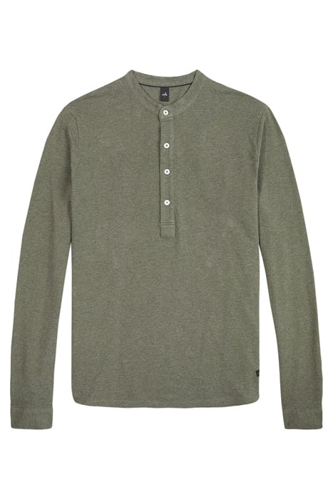 CRUZ | PIQUÉ HENLEY SHIRT ARMY GREEN MELANGE 1