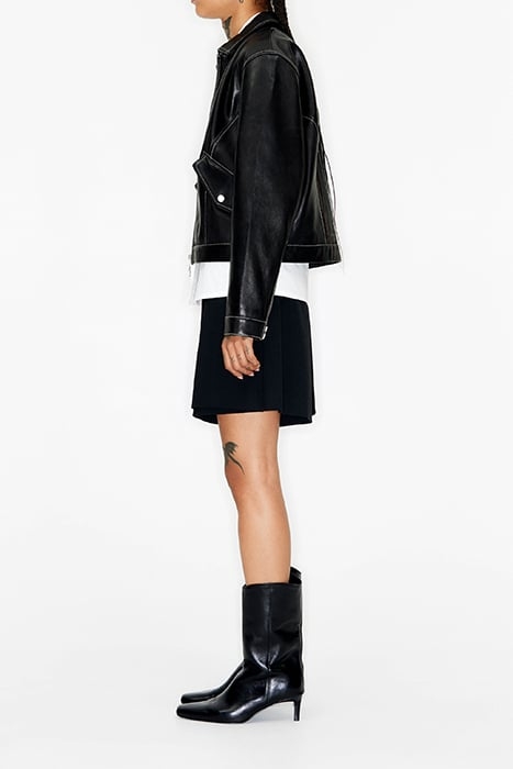 BLACK CROPPED LEATHER JACKET 4