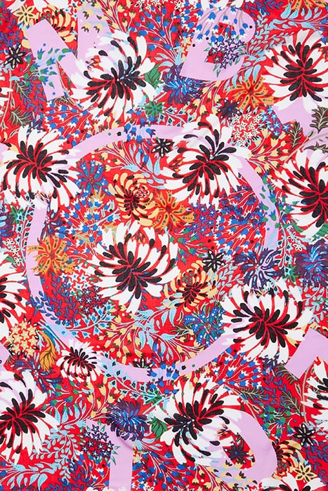 RED FLORAL LOGO SHAWL 3