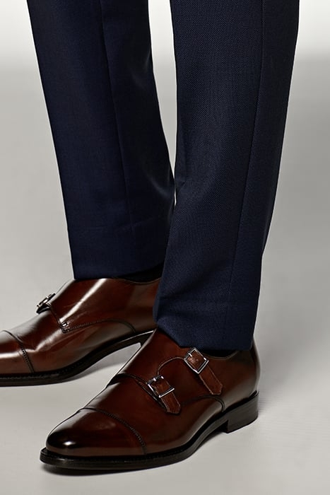 BLUE BIRD'S EYE SLIM LEG STRAIGHT TROUSERS 7