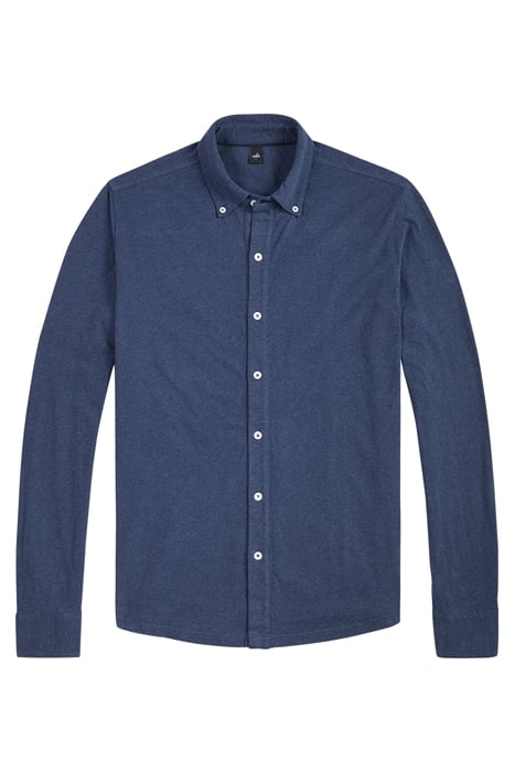FLEMING | JERSEY BUTTON-DOWN SHIRT SAPPHIRE BLUE MELANGE 1