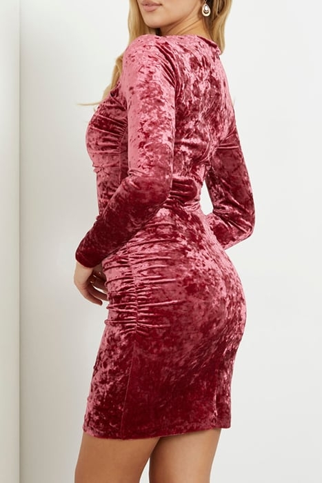 GUESS ECO LS TESS VELVET DRESS TAHITI RED 2