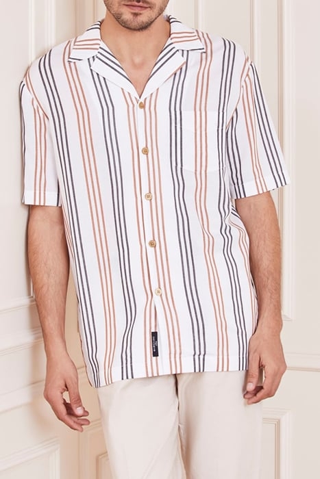 MARCIANO BY GUESS BILLY BOWLING SHIRT BLACK BROWN CASUAL STR 1