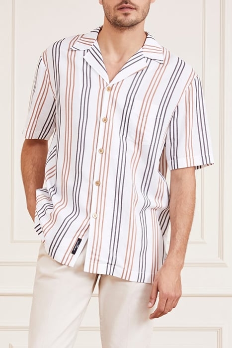 MARCIANO BY GUESS BILLY BOWLING SHIRT BLACK BROWN CASUAL STR 6