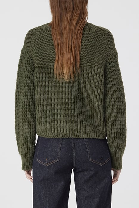 V CARDIGAN LONG SLEEVE KNITS INDUSTRIAL GREEN 2