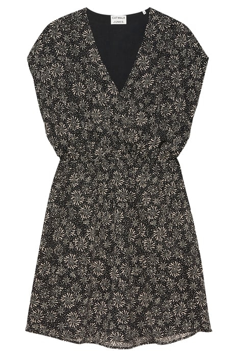 OVERLAY V NECK DRESS BLACK 1