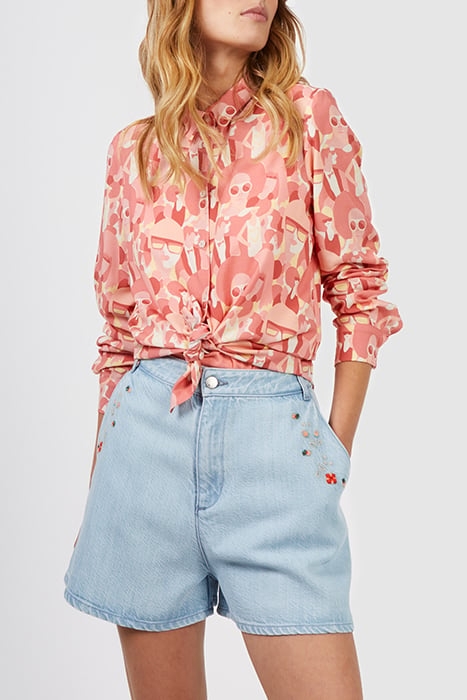 CRIMSON RED SHIRT WITH WOMEN PRINT 1