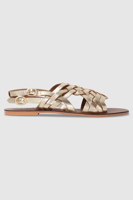 GOLD LEATHER FLAT SANDALS 1