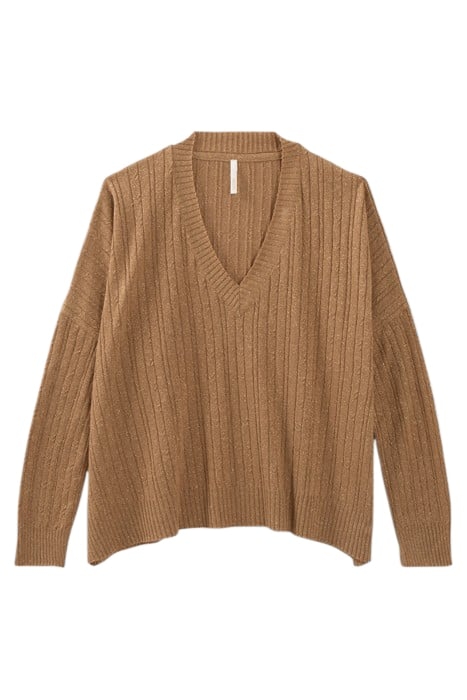 SAND LUREX CABLE KNIT SWEATER 4