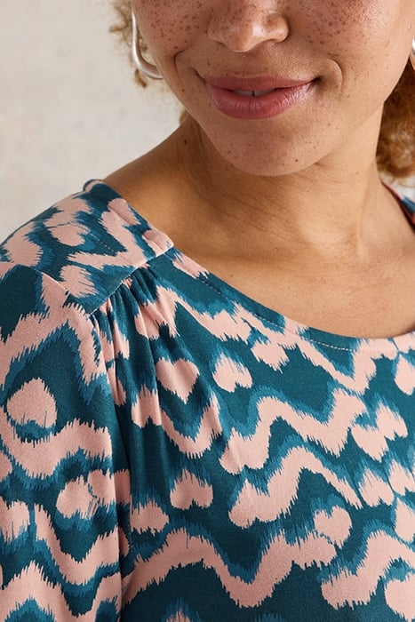 TALLIE JERSEY DRESS TEAL PRINT 5