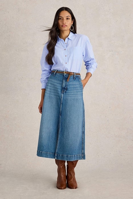 LAUREL LONGLINE COTTON SHIRT BLUE MULTI 3