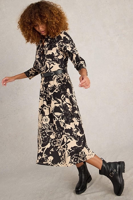 RUA JERSEY SHIRT DRESS BLACK MULTI 4