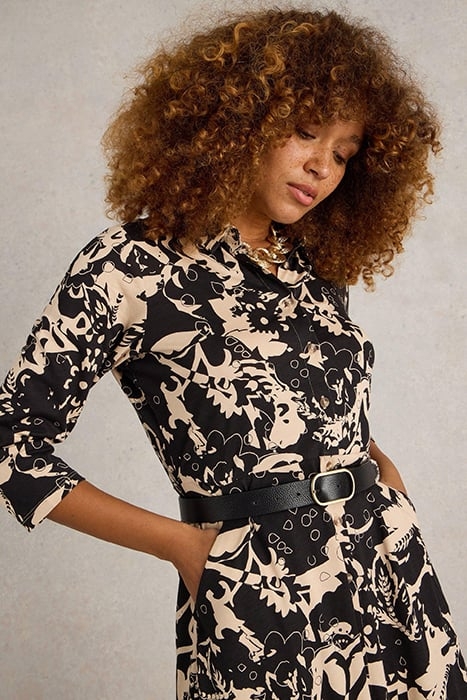 RUA JERSEY SHIRT DRESS BLACK MULTI 5