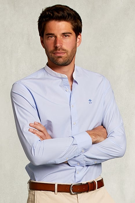 SLIM FIT STRIPED SHIRT HENLEY COLLAR BLUE/WHITE BLUE 1