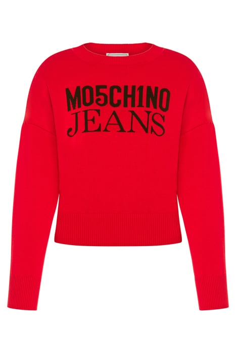 JACQUARD LOGO COTTON SWEATER RED 3