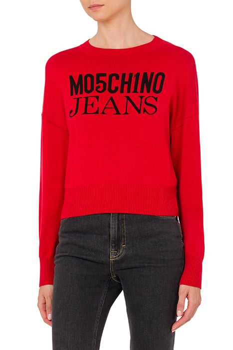 JACQUARD LOGO COTTON SWEATER RED 1