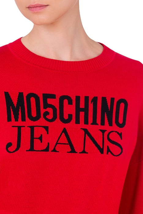 JACQUARD LOGO COTTON SWEATER RED 4