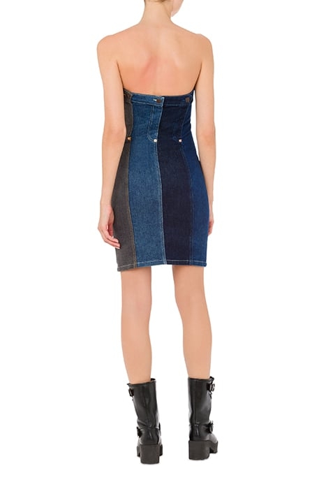 PATCHWORK DENIM MINIDRESS BLUE 2