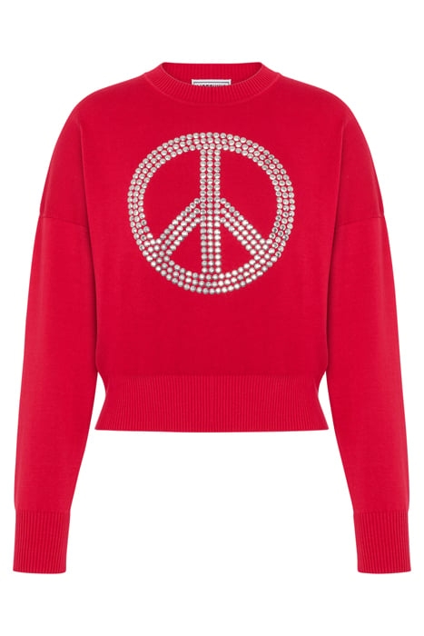 PEACE SYMBOL COTTON SWEATER RED 3