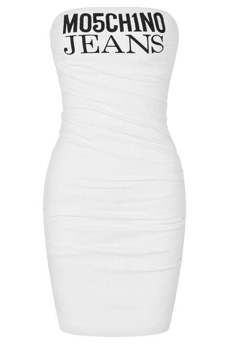 DRAPED DRESS IN LOGO PRINT COTTON WHITE 3