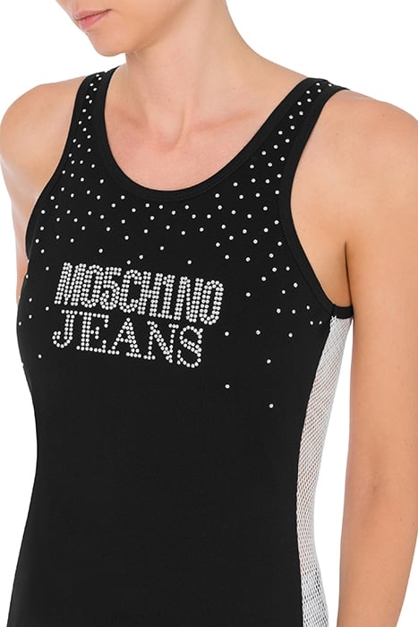 RHINESTONE LOGO JERSEY TANK TOP BLACK 4