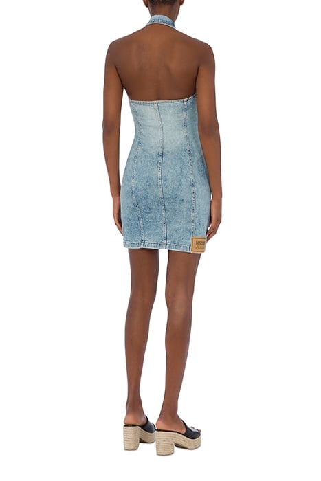 HEART POCKETS STRETCH DENIM DRESS BLUE 2