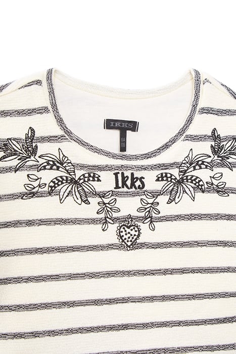 GIRLS' ECRU DRESS, BLACK STRIPED MIXED-FABRIC TUTU SKIRT 3