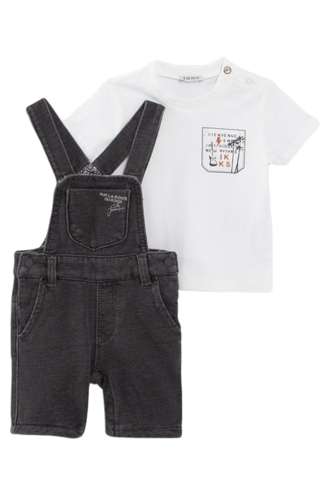 BABY BOYS’ T-SHIRT AND GREY DENIM DUNGAREES OUTFIT 3
