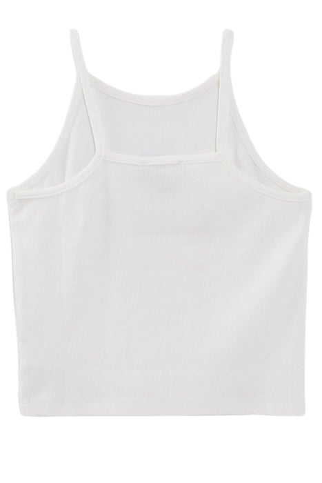 GIRLS’ OFF-WHITE RIBBED SLOGAN CROPPED VEST TOP 2