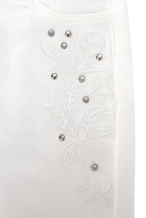 GIRLS' ECRU SKINNY JEANS WITH EMBROIDERY AND STUDS 6