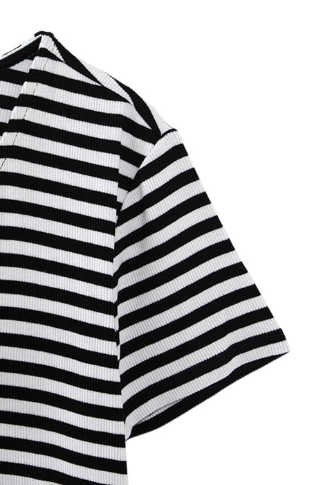 GIRL’S BLACK T-SHIRT WITH WHITE STRIPES AND BOW 4