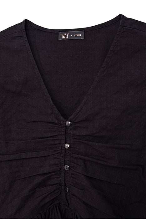 GIRLS’ BLACK BUTTONED WIDE BLOUSE WITH PEPLUM 3