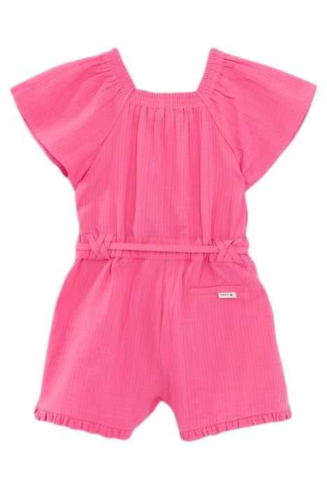 GIRLS' PINK WAFFLE PLAYSUIT WITH ELASTICATED NECKLINE 2