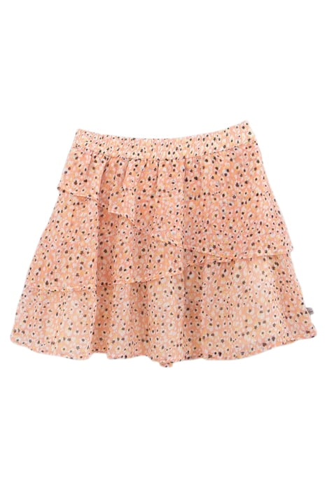 GIRLS' PEACH SHORT SKIRT WITH FLOWER TACHIST PRINT 1