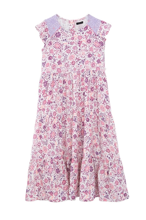 GIRLS’ OFF-WHITE LONG DRESS WITH VIOLET FLOWER PRINT 1