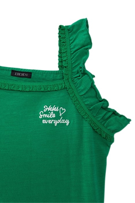 GIRLS’ GREEN VEST TOP WITH LACE BRAID 3