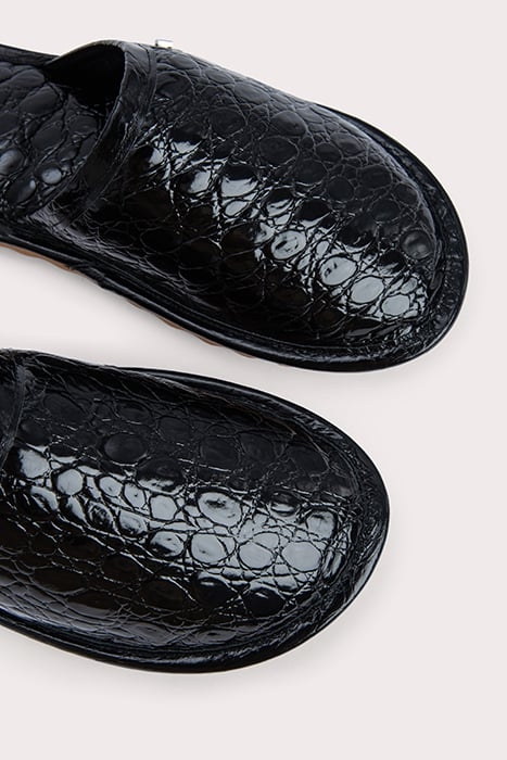 LARRY BLACK CIRCULAR CROCO EMBOSSED LEATHER BLACK 3