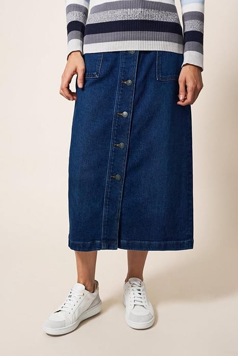 COLLEEN DENIM MIDI SKIRT DARK DENIM 1