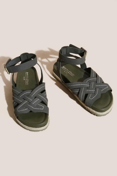 WEAVE FOOTBED SANDAL KHAKI GREEN 2